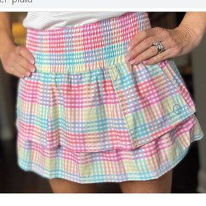 The Bubble Ruffle Tiered Skirt Summer Plaid - Size Medium